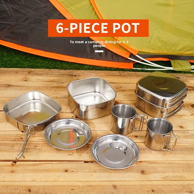 6PCS Stainless Steel Safe Camp - Japanese Camping Cooking ulasan dan harga