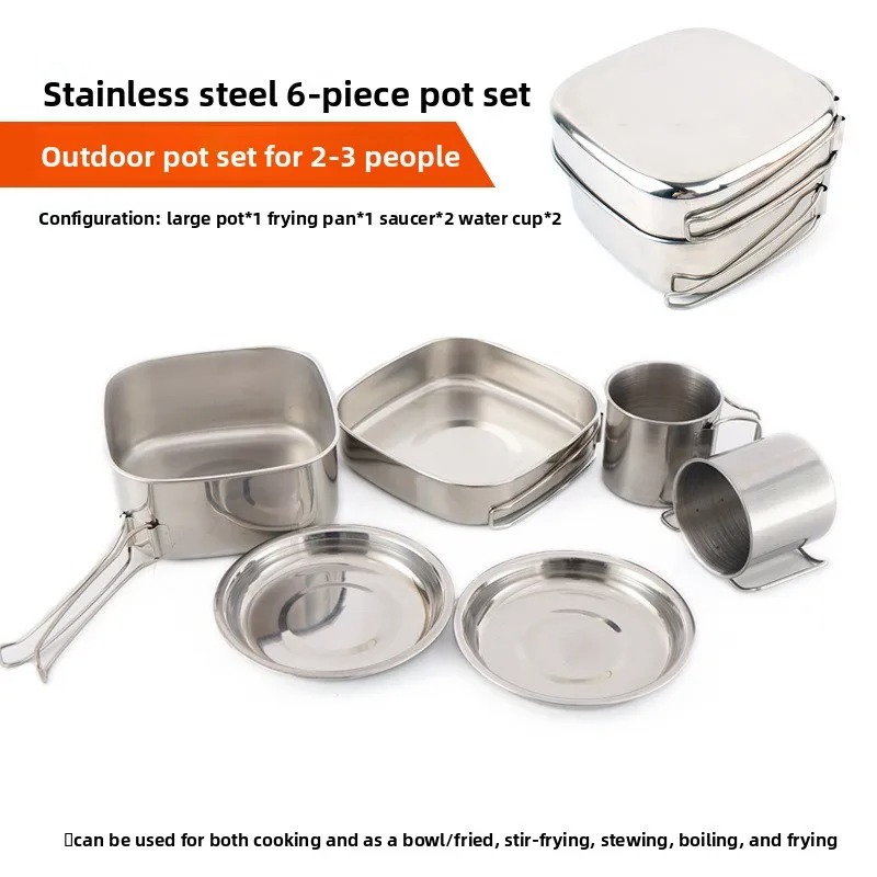 6PCS Stainless Steel Safe Camp - Japanese Camping Cooking ulasan dan harga