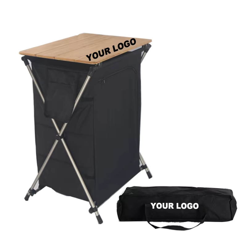 Outdoor camping solid wood bee - Camping Cooking Table With Storage ulasan dan harga