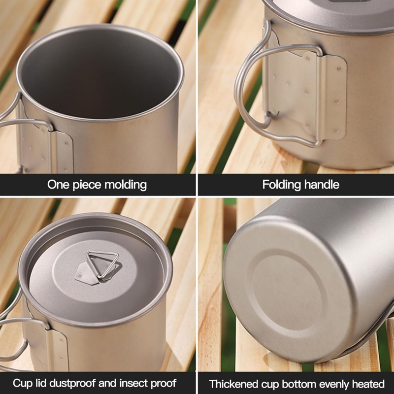 Titanium Camping Mug with Fold - Camping Cooking Set Lightweight ulasan dan harga