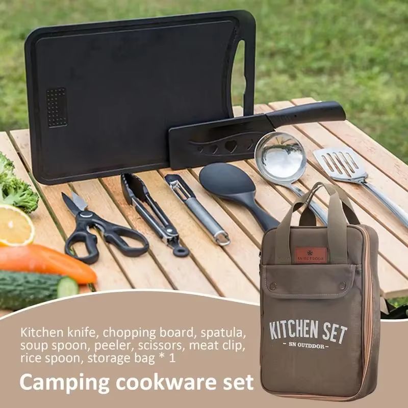 8pcs Camping Kitchen Cookware  - Camping Cooking Kit ulasan dan harga