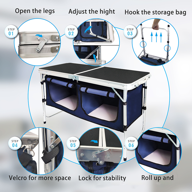 Outdoor Folding Table Aluminum - Camping Cooking Table With Storage ulasan dan harga