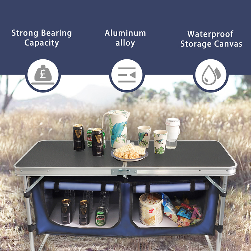 Outdoor Folding Table Aluminum - Camping Cooking Table With Storage ulasan dan harga