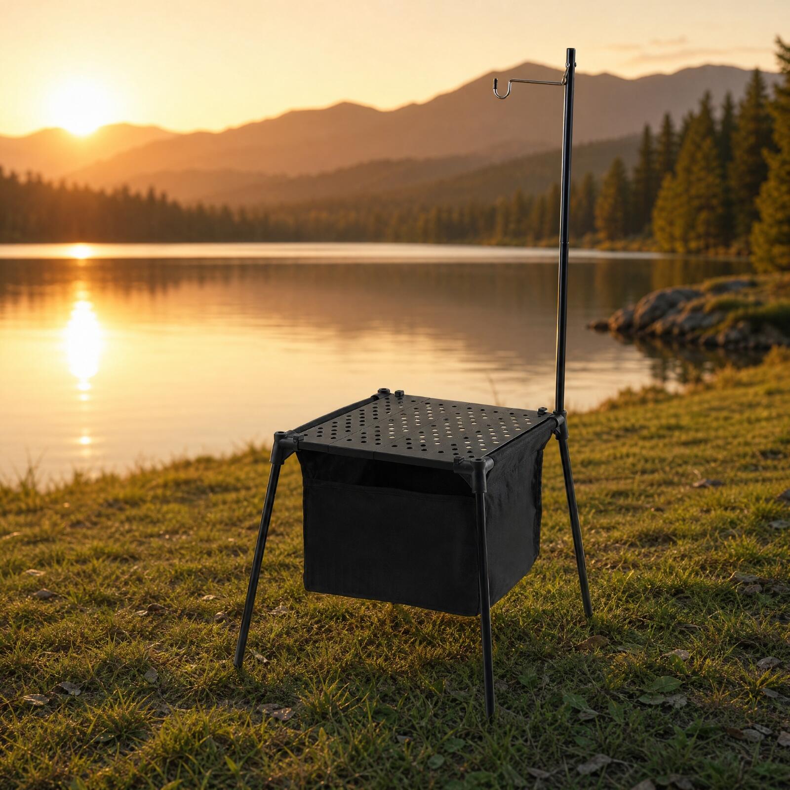 Aluminum Folding Camp Table Fo - Camping Cooking Table With Storage ulasan dan harga