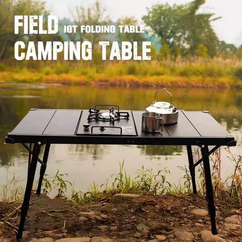 Outdoor folding table camping  - Camping Cooking Table With Storage ulasan dan harga