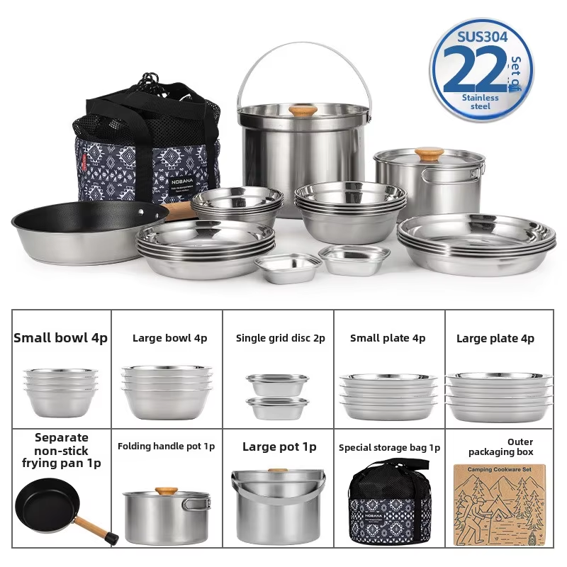 NOBANA Newest Outdoor Stainles - Camping Cooking Kit ulasan dan harga