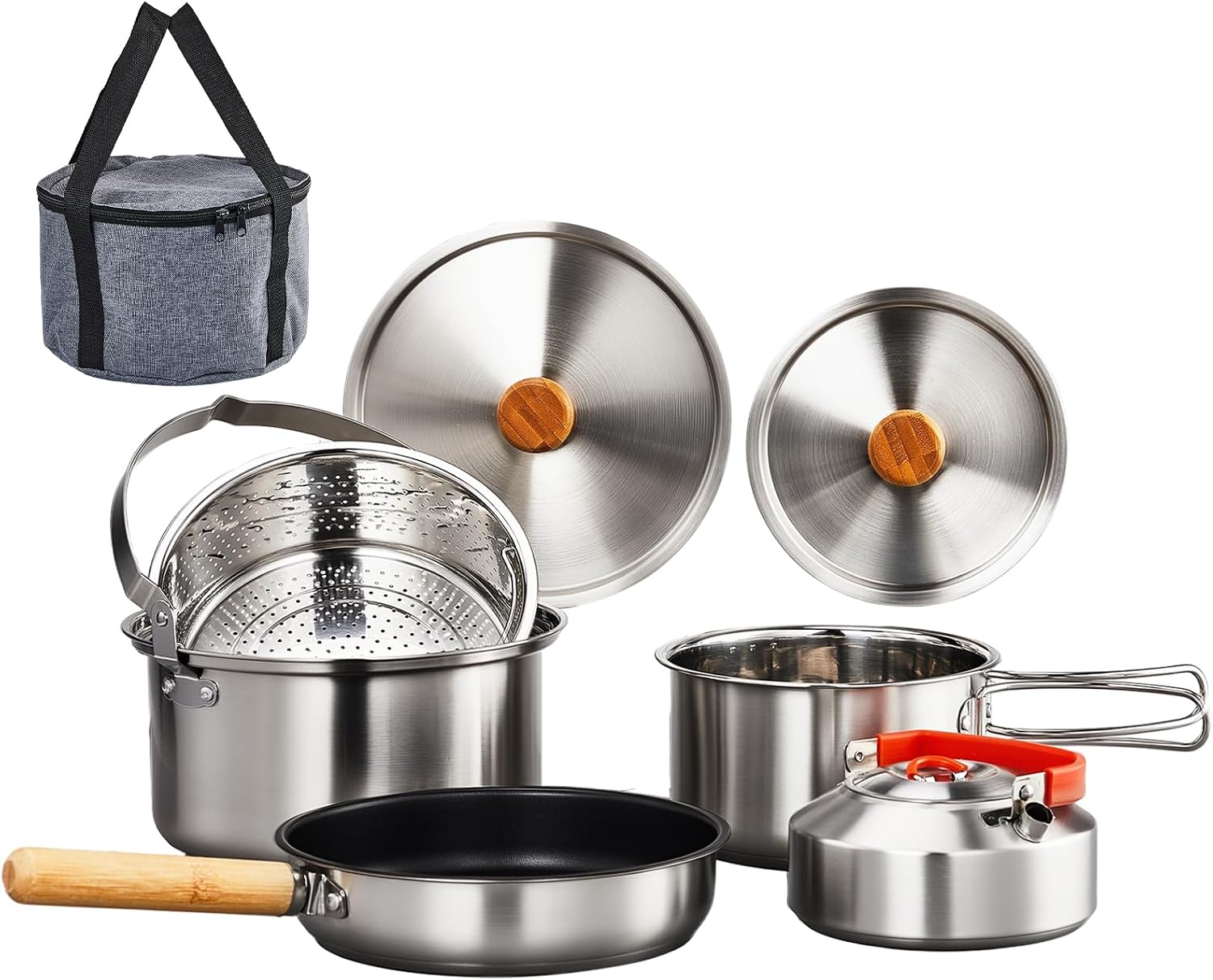 6pcs Cookware Set, 304 Stainle - Camping Cooking Bag ulasan dan harga