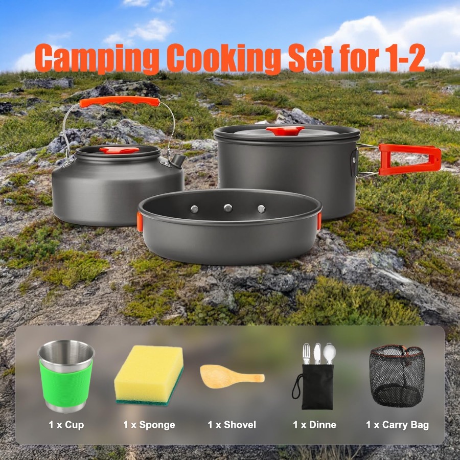 Camping Cookware Set: 35oz Non - Camping Cooking Kit ulasan dan harga