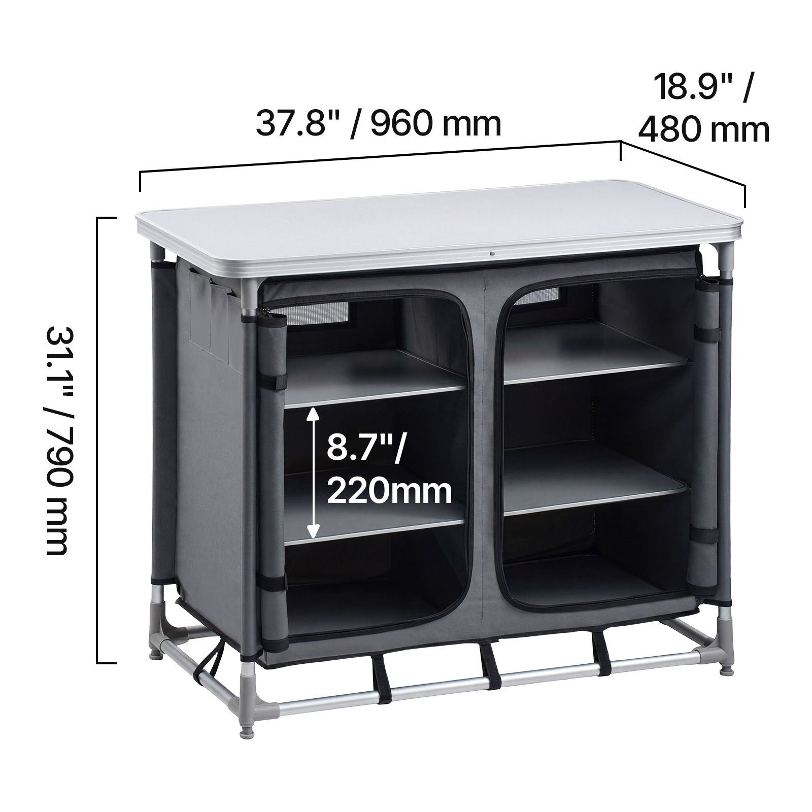 Camping Storage Cabinet, Outdo - Camping Cooking Table With Storage ulasan dan harga