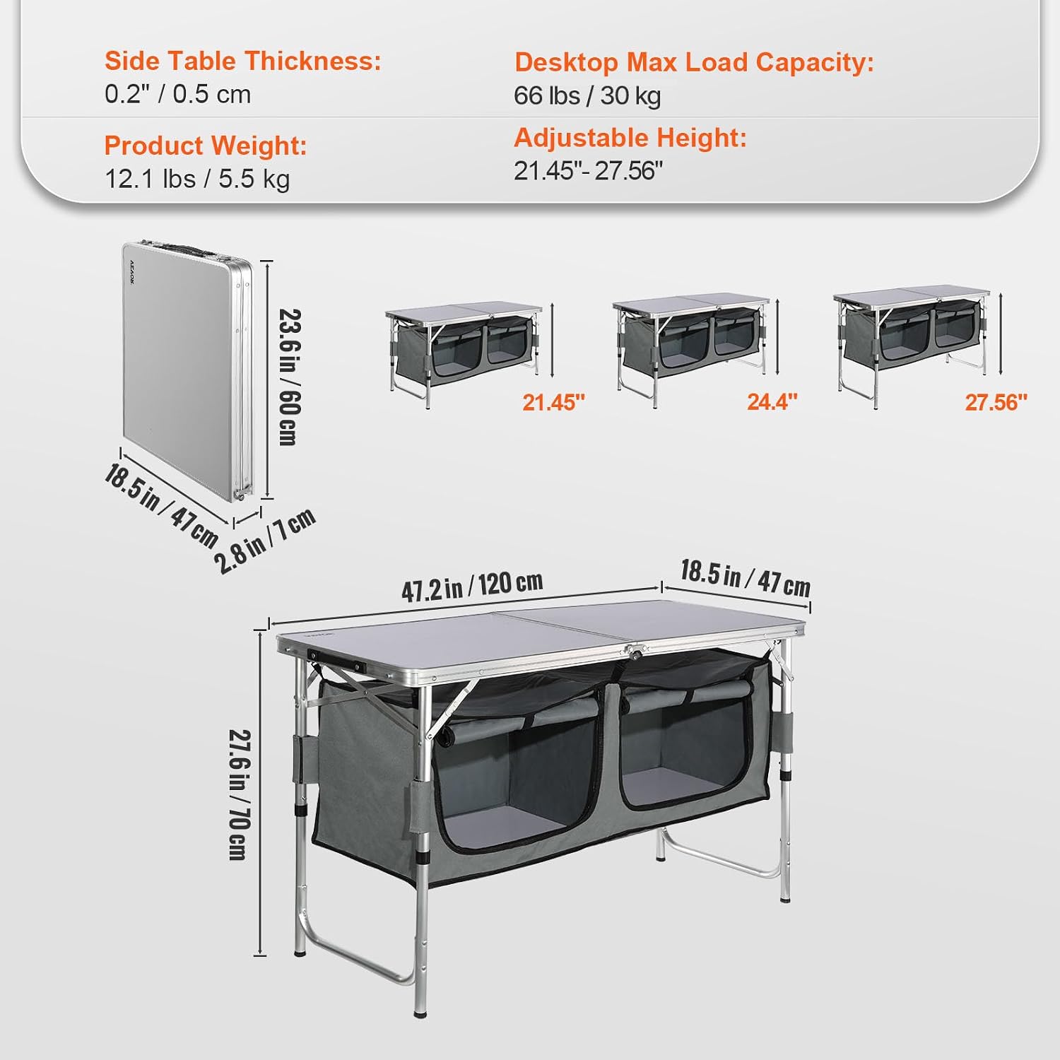 Camping Kitchen Station, 3 Adj - Camping Cooking Table With Storage ulasan dan harga