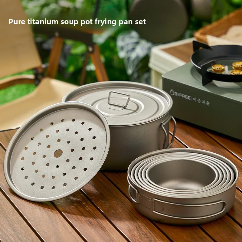 Titanium Outdoor Pot Set Picni - Camping Cooking Set Lightweight ulasan dan harga