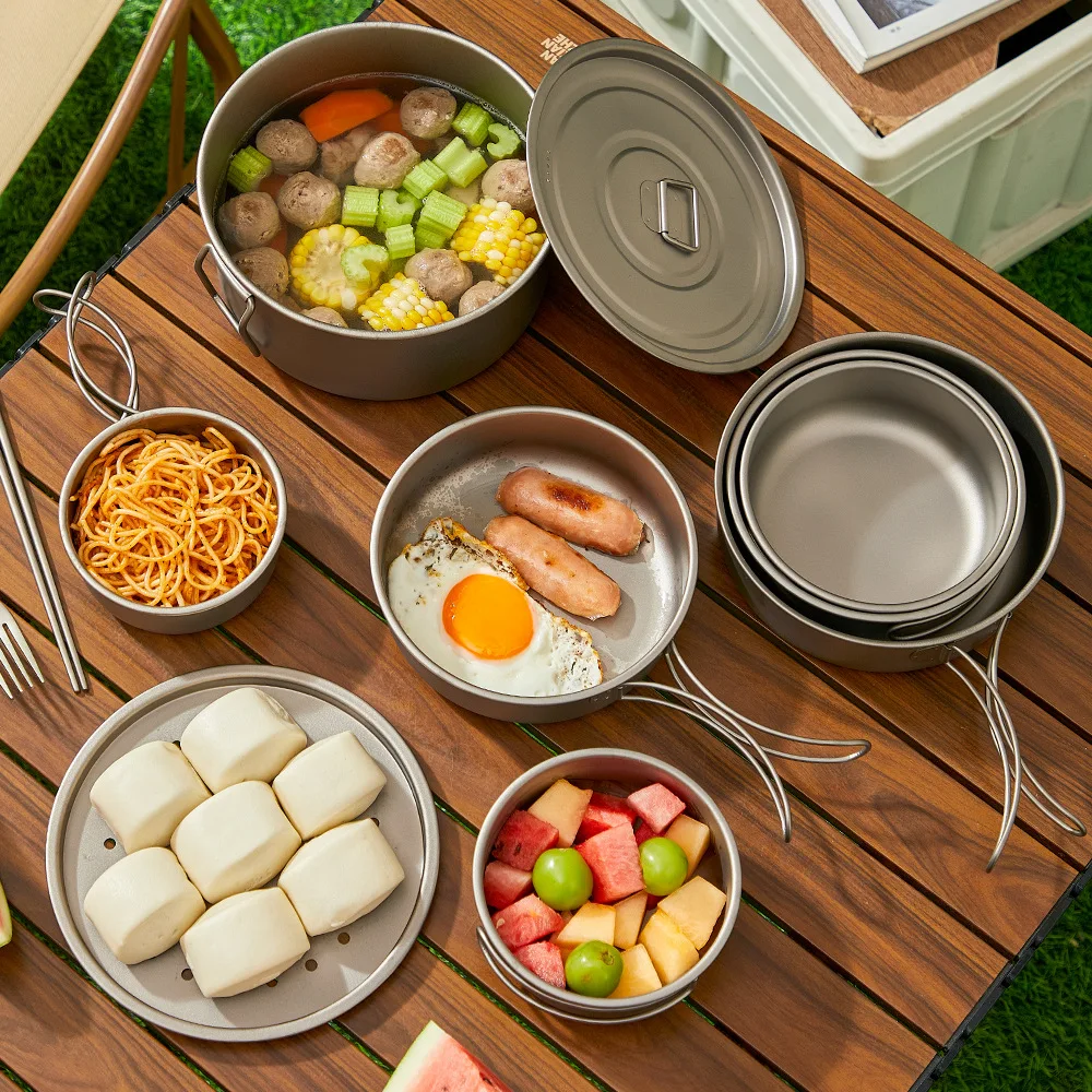 Titanium Outdoor Pot Set Picni - Camping Cooking Set Lightweight ulasan dan harga